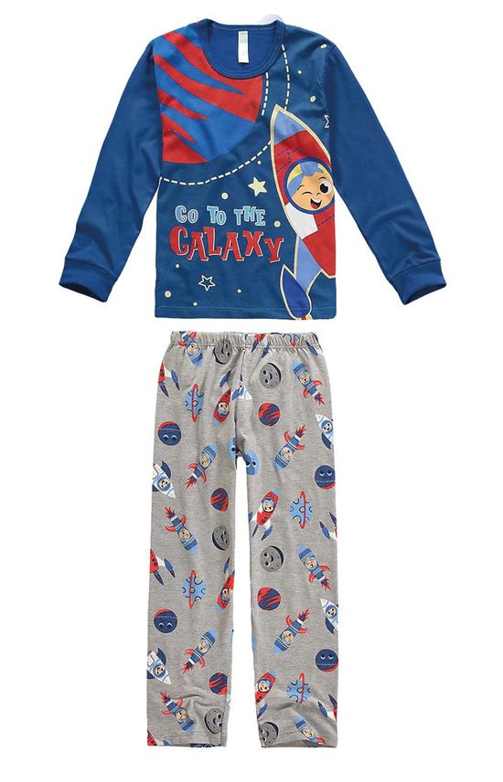 Pijama Longo com Almofada Menino Azul - 1