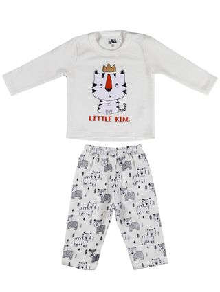 Pijama Longo Flik Infantil para Bebê Menino - Off White