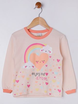 Pijama Longo Infantil para Menina - Laranja