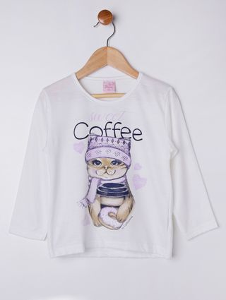 Pijama Longo Infantil para Menina - Off White/lilás
