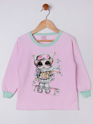 Pijama Longo Infantil para Menina - Rosa/verde
