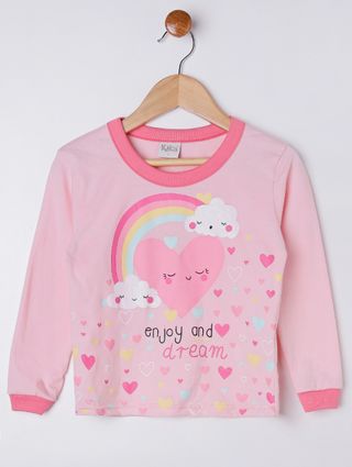 Pijama Longo Infantil para Menina - Rosa