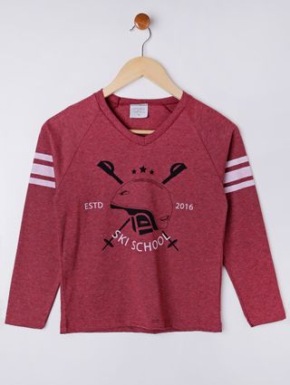 Pijama Longo Juvenil para Menino - Vermelho/cinza