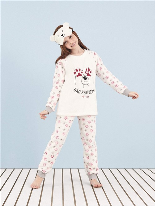 Pijama Longo Manga Longa Soft Infantil Urso não Perturbe Off White 02