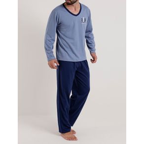 Pijama Longo Masculino Azul Marinho GG
