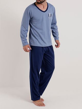 Pijama Longo Masculino Azul Marinho