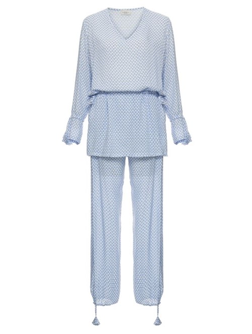 Pijama Mag Mini Leque Azul Tamanho P