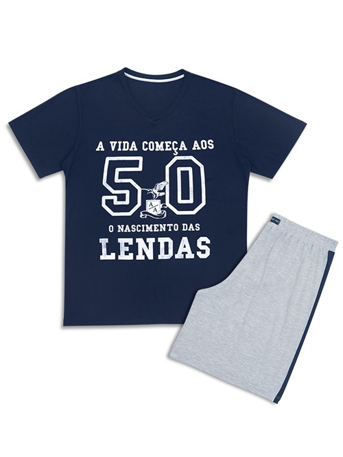 Pijama Masculino Lendas 50 Azul Marinho P