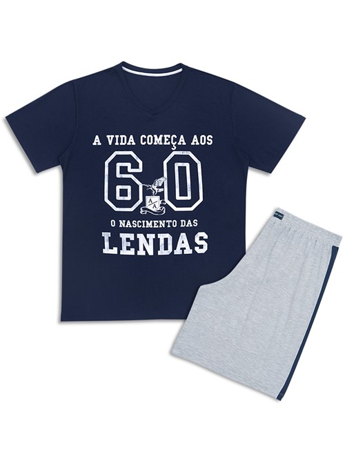 Pijama Masculino Lendas - 60 Azul Marinho P