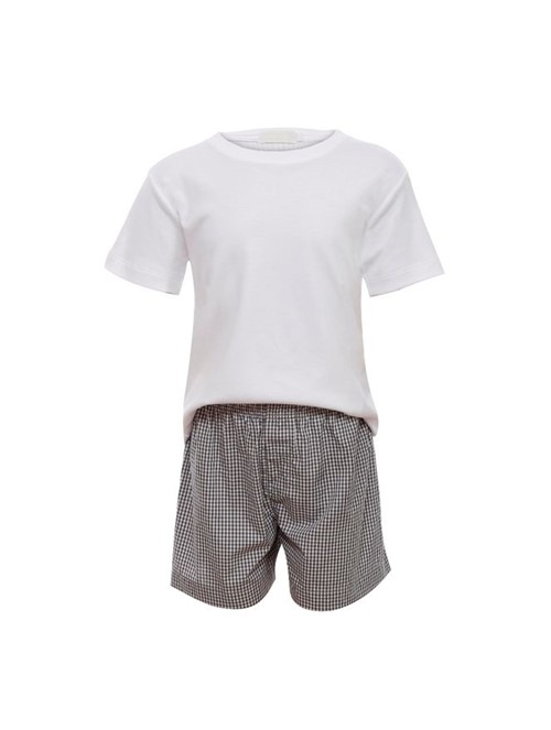Pijama Papino de Algodão Cinza e Branco Tamanho 2