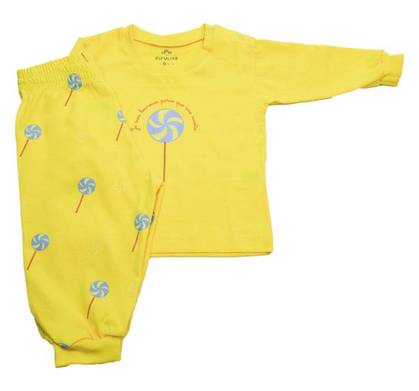 Pijama Pirulito Amarelo 0 a 3 M