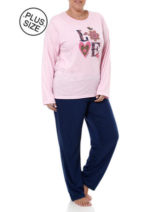 Pijama Plus Size Feminino Rosa/azul