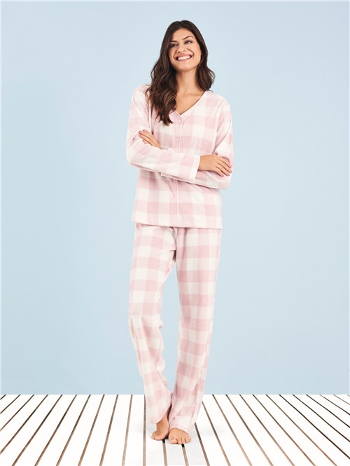 Pijama Soft Aberto Sweet Rose Rosa PP