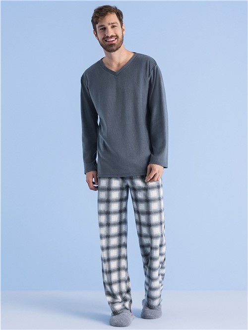 Pijama Soft Masc Michael Cinza GG