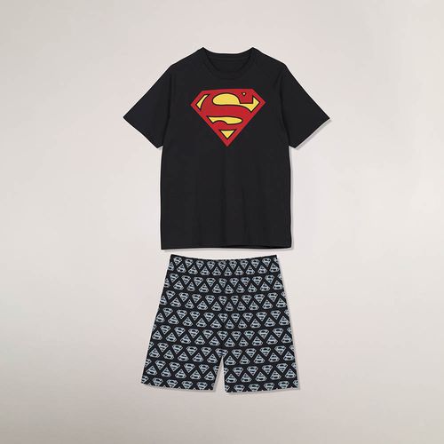 Pijama Superman Manga Curta + Bermuda (Adulto) Tamanho: P | Cor: Preta