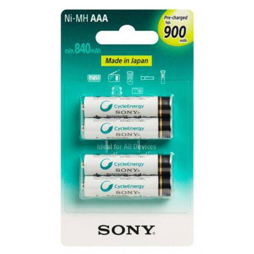 Pilha Aaa 900 Recarregavel Sony 4 Pilhas