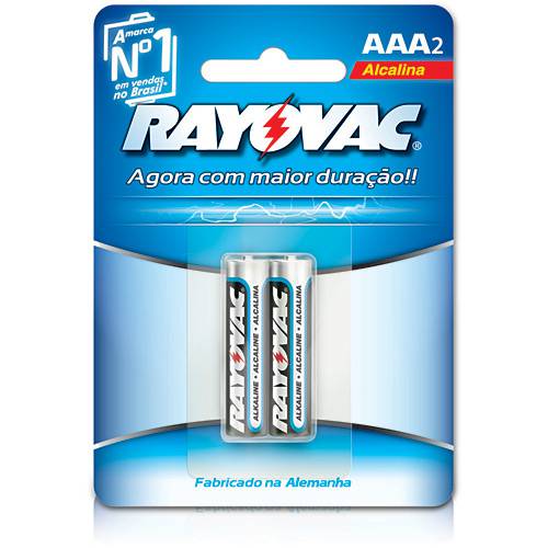 Pilha Alcalina AAA C/ 2 Unid. - Rayovac