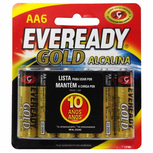 Pilha Alcalina Eveready Gold AA Pequena 6 Unidades 40387