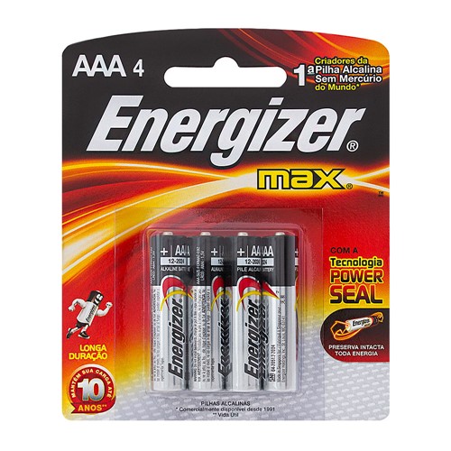 Pilha Energizer Max AAA Alcalina com 4 Unidades