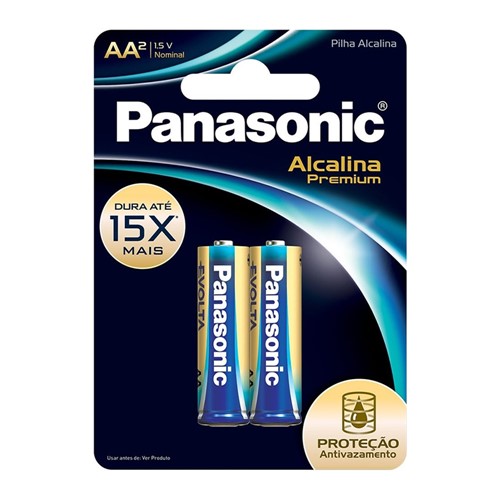 Pilha Panasonic AA Alcalina Premium 1,5V 2 Unidades