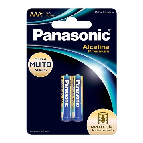 Pilha Panasonic AAA Palito Alcalina Premium 1,5V 2 Unidades