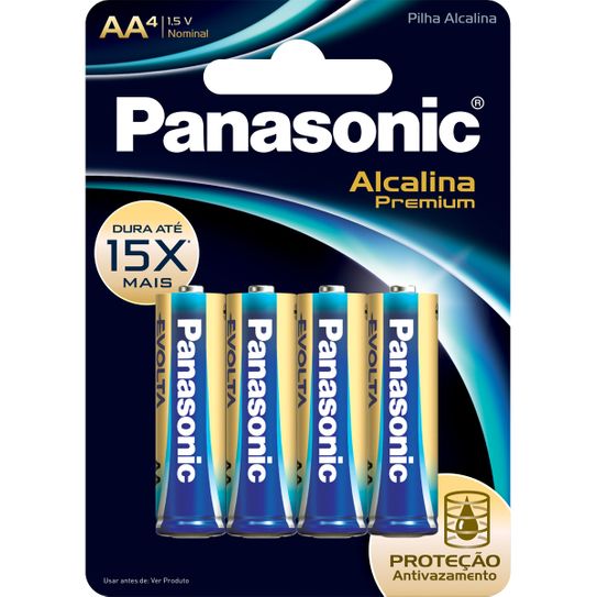 Pilha Panasonic Alcalina Premium Aa com 4 Unidades