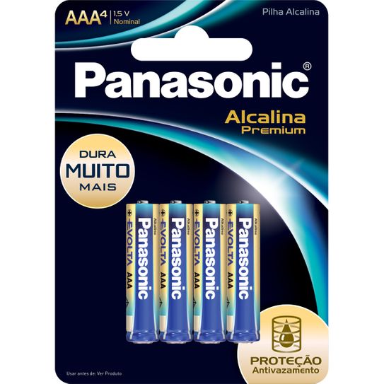 Pilha Panasonic Alcalina Premium Aaa com 4 Unidades