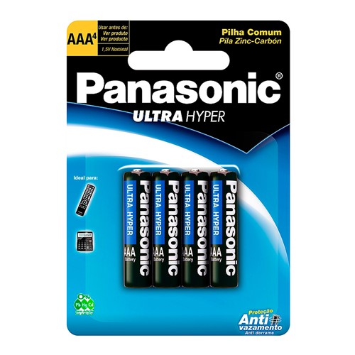 Pilha Panasonic Comum AAA Palito 1,5V com 4 Unidades