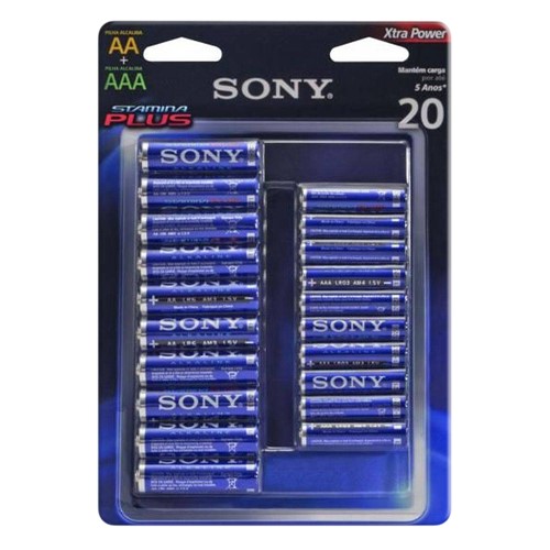 Pilha Sony Alcalina Stamina Plus 10 AA + 10 AAA Ref: ALMX-B20D
