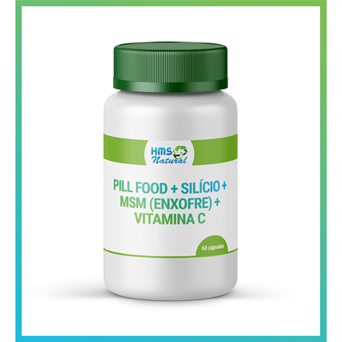 Pill Food + Silício + Msm (enxofre) + Vitamina C Cápsulas Vegan 60cápsulas