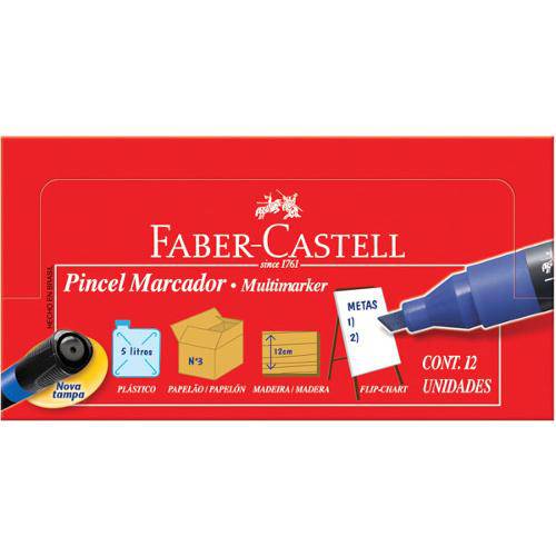 Pincel Marcador Permanente Azul Cx.C/12 Faber-Castell