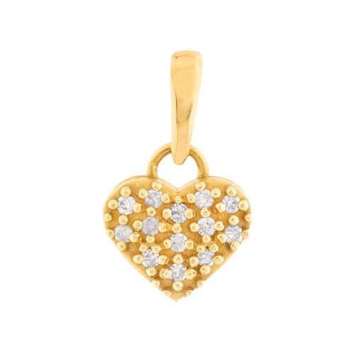 Pingente Coração com Diamantes Ouro 18k 750 Pingente Coração com Diamantes