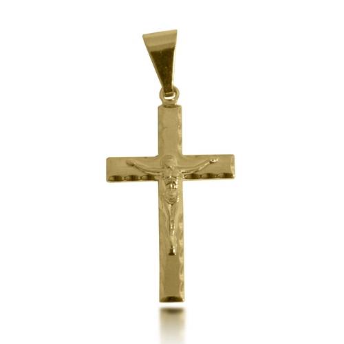 Pingente Cruz Jesus em Relevo Folheado a Ouro 18K AMARELO OURO 18K Único