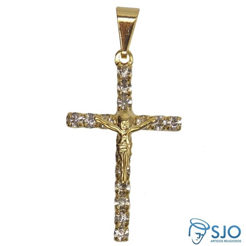 Pingente de Crucifixo com Strass | SJO Artigos Religiosos