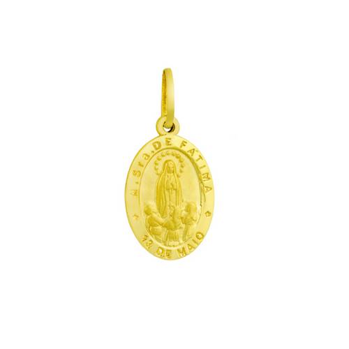 Pingente de Ouro 18k Medalha de Nossa Senhora de Fátima Pi15839 Ouro Amarelo Único