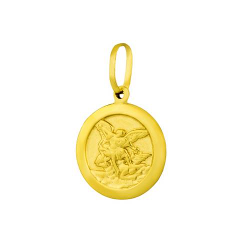 Pingente de Ouro 18k Medalha São Miguel Arcanjo Redondo Pi16441 Ouro Amarelo Único