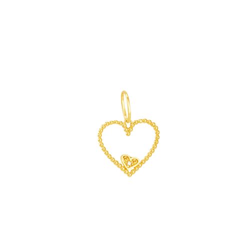 Pingente em Ouro 18K Coração com Diamante - AU5097