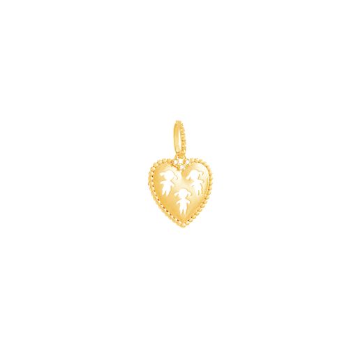 Pingente em Ouro 18K Coração com Meninas e Diamantes - AU4165