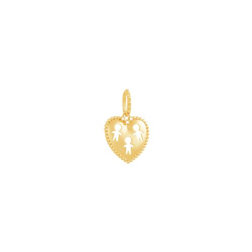 Pingente em Ouro 18K Coração com Meninos e Diamantes - AU4166