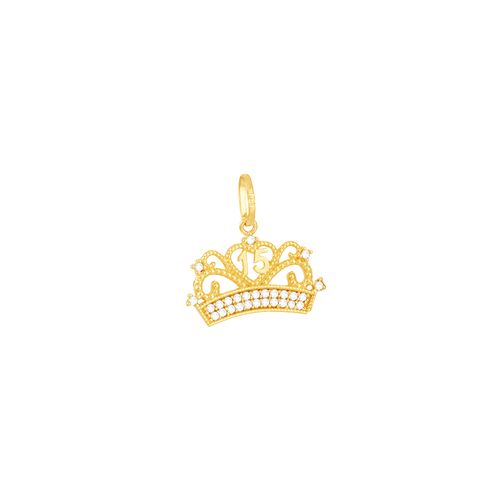 Pingente em Ouro 18K Coroa com Zircônias - AU5124