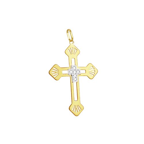 Pingente em Ouro 18k Crucifixo com Diamantes - AU3617