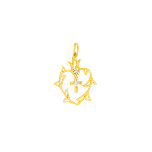 Pingente em Ouro 18k Sagrado Coração de Jesus com Diamante - AU5649