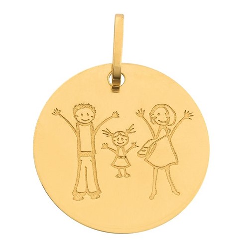 Pingente Medalha Família Ouro 10k 416 Pingente Medalha Família Ouro 18k 750