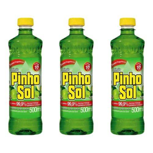 Pinho Sol Limão Desinfetante 500ml (kit C/03)
