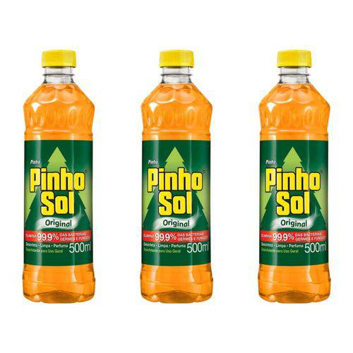 Pinho Sol Original Desinfetante 500ml (kit C/03)