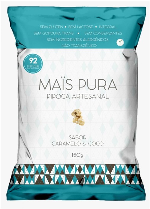 Pipoca Artesanal Caramelo e Coco 150g - Mais Pura