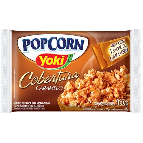 Pipoca para Microondas Pop Corn Cobertura Caramelo 160g - Yoki