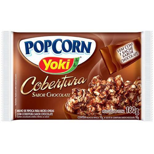 Pipoca para Microondas Pop Corn Cobertura Chocolate 160g - Yoki