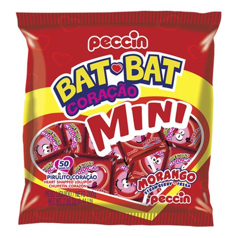 Pirulito Bat Bat Coração Vermelho Pequeno C/50 - Peccin
