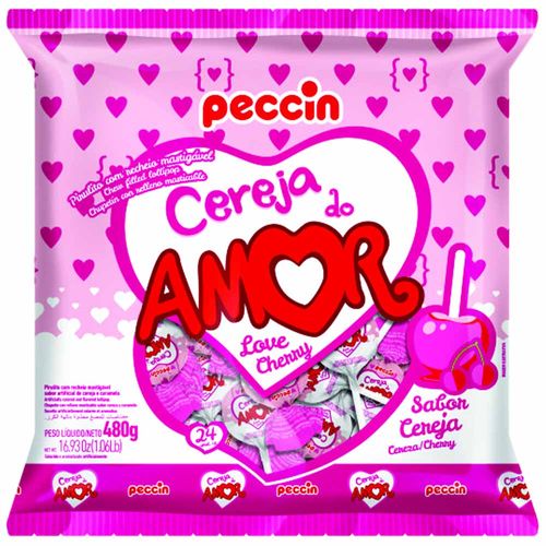 Pirulito Cereja do Amor 480g Peccin 1019003